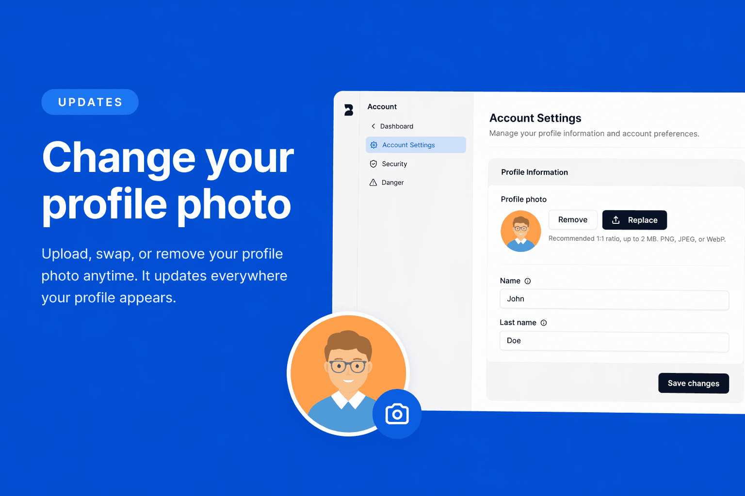 Set or refresh your profile photo from Account → Profile Information, and it updates everywhere your profile appears.